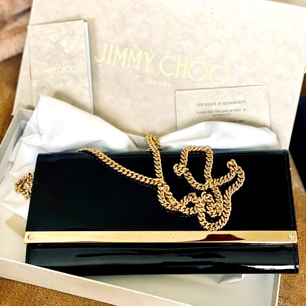Jimmy Choo Milla Black Leather Clutch
